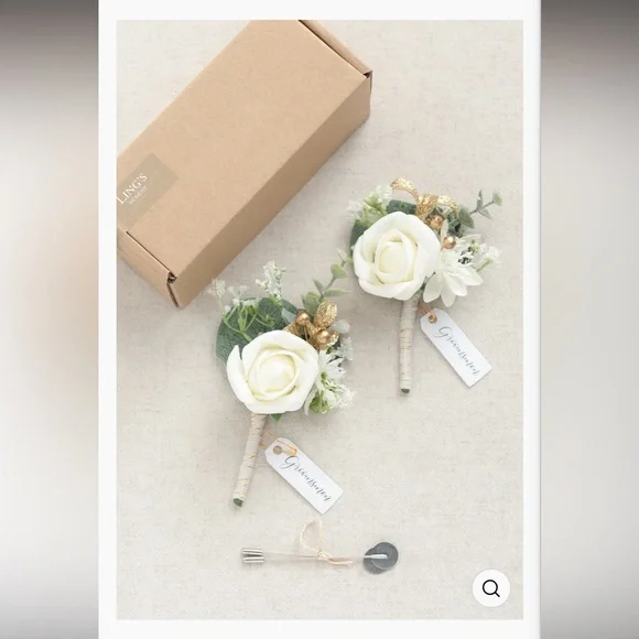 Classic White Boutonniere with Yellow Accents - Picture 3 of 7